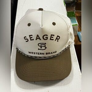 Seager Western Brand White and Brown Hat